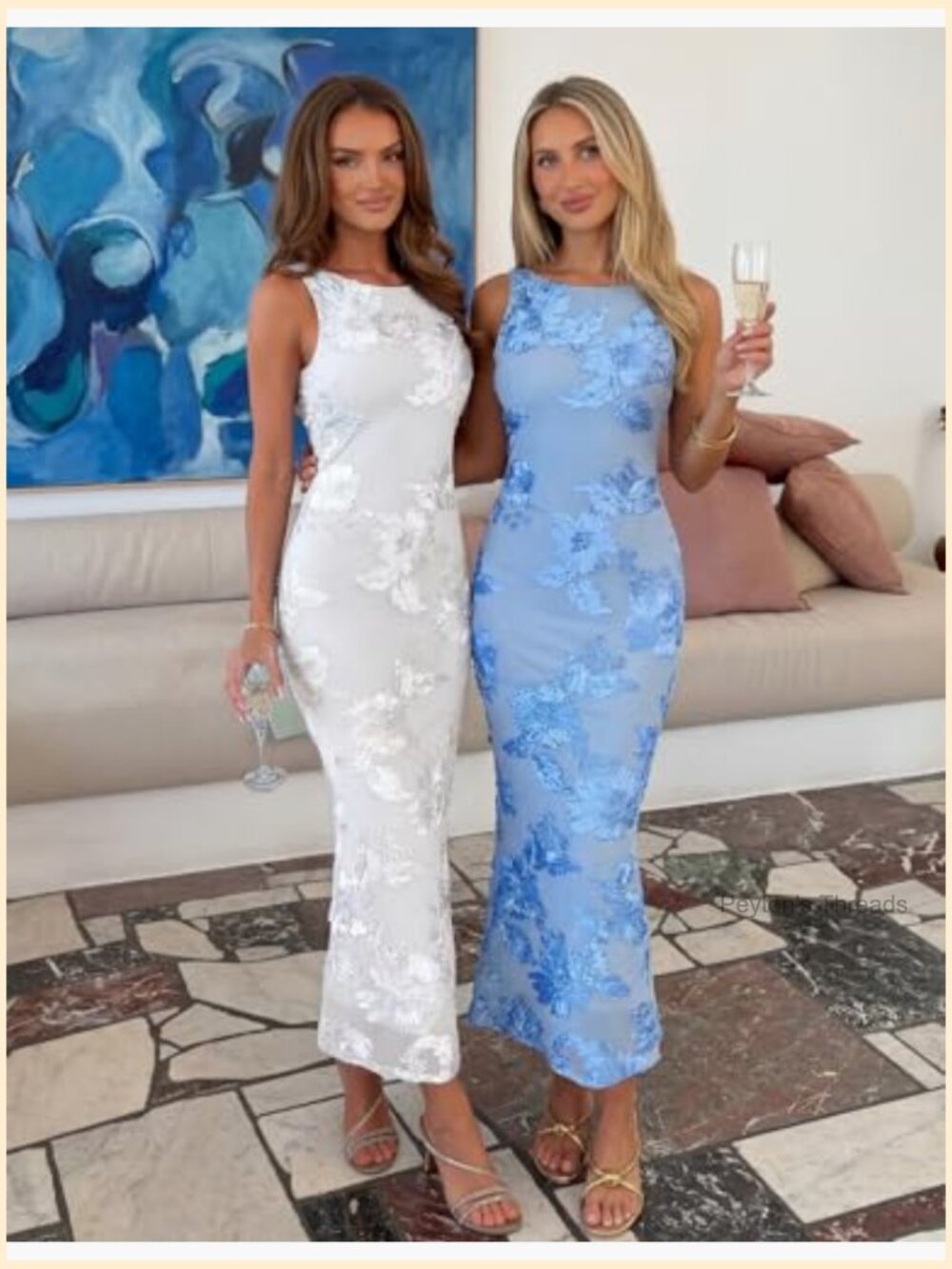 3D Floral Bodycon Maxi Dress Sleeveless Boat Neck Back Slit Wedding Guest - Picture 6 of 7